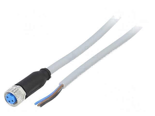 Cablu de conectare M8 PIN: 3 drept 2m mufă 60VAC 4A IP67