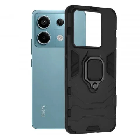 Husa Xiaomi Redmi Note 13 Pro 5G Poco X6 Antisoc cu Inel Negru Techsuit SS