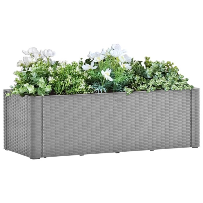 vidaXL Strat &icirc;nălțat grădină sistem automat udare gri 100x43x33 cm