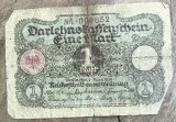 BNKSTR03DE Bancnotă Veche Germania 1 Mark 1920 (Darlehnskassenschein), Perioada Interbelică, Republica Weimar, Numismatică