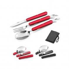 Set de tacamuri cu 3 piese pliabile: o lingura, furculita si cutit din inox