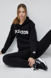 Adidas hanorac de bumbac femei, culoarea negru, cu glugă, modelator