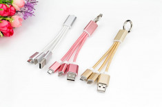 Cablu Date USB Portabil tip Breloc, Incarcare rapida, iPhone si Android foto