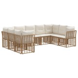 vidaXL Set de canapele de exterior 9 pcs Alb Natural și Crem Poliester 3437550
