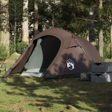 VidaXL Cort de camping tunel pentru 2 persoane, maro, impermeabil