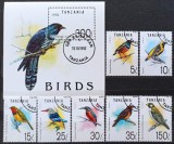 Tanzania (1992) - Serie completă Timbre + Coliță "Păsări Exotice" (Obliterat / Ștampilat Dar Es Salaam) VRT1