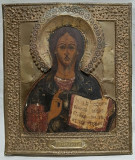 Cumpara ieftin Icoana pe lemn ferecata. Isus Pantocrator, sec 19, doc. 31cm x 26,5cm