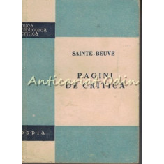 Pagini De Critica - Sainte-Beuve