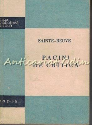 Pagini De Critica - Sainte-Beuve