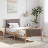 VidaXL Cadru de pat Maroniu și taupe 75 x 190 cm Lemn masiv de pin 878512