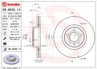 BREMBO 09.9540.11 PRIME LINE - UV Coated Disc frana foto