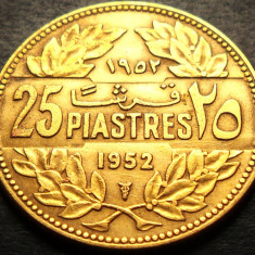 Moneda exotica 25 PIASTRES - LIBAN, anul 1952 * cod 2704