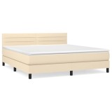 Cumpara ieftin Pat continental cu saltea, crem, 180x200 cm, textil