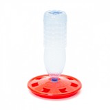 Adapatoare Pui Rotunda cu Flacon PET - Adapator Pasari, Gaini - 7 Gaurii, Plastic, Diametru 25cm (Fara Sticla)