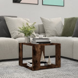 Masuta cafea Gossi, 40x40x30 cm, stejar fumuriu, lemn prelucrat, living, raft depozitare, multifunctionala