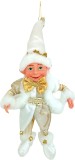 Elf decorativ de Craciun MagicHome, textil alb, 35 cm