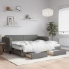 VidaXL Pat de zi cu extensie și sertare, gri &icirc;nchis, 90x200 cm textil 3196871