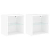Noptiere cu lumini LED montate pe perete, 2 buc., alb, DKD Home Decor