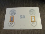 Colecție Numismatică 2 Timbre Obliterate cu Monede, Ștampile Speciale Eloies &amp; Stekene Belgia 1972