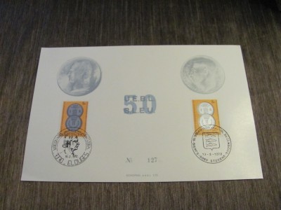 Colecție Numismatică 2 Timbre Obliterate cu Monede, Ștampile Speciale Eloies &amp;amp; Stekene Belgia 1972 foto