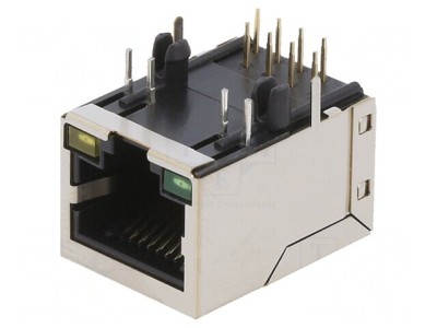 Soclu RJ45 8P8C Aurit pentru PCB THT foto