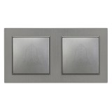 Intrerupator cu clopot dublu Leziter Nova 101N, 10A, 250V AC, cadru alb, montaj ingropat, IP20