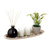Set suport lumanari si sticla pentru ulei parfumat, ATU-087001, Oem
