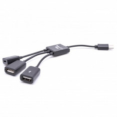 Adapter-kabel / hub von usb typ c auf 2x usb, 1x micro usb schwarz, foto