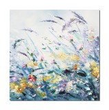 Cumpara ieftin Tablou cu flori multicolore pe camp pictat manual, 50x50cm ulei pe panza, Valentin Pop