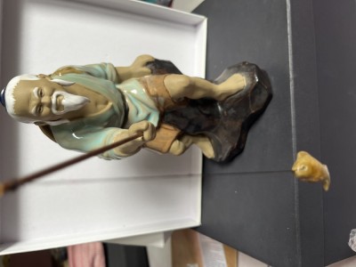 Statueta portelan pescar chinez foto