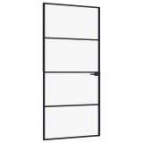 Cumpara ieftin Usa de interior negru 93x201,5 cm sticla securiz./aluminiu slim