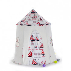 Cort joaca copii stil Teepee Tent XXL Sailing BathVision, 110x110x146 Rosu