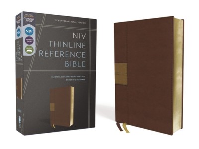 Niv, Thinline Reference Bible, Leathersoft, Brown, Red Letter, Comfort Print foto