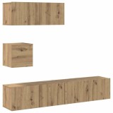 Cumpara ieftin Set dulap TV 4 piese montat pe perete Stejar artizanal
