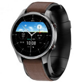 Cumpara ieftin Smartwatch iSEN Watch P50 Negru cu bratara maro inchis din piele, IPS 1.3 , Tensiometru cu manseta gonflabila, Temperatura, Oxigen