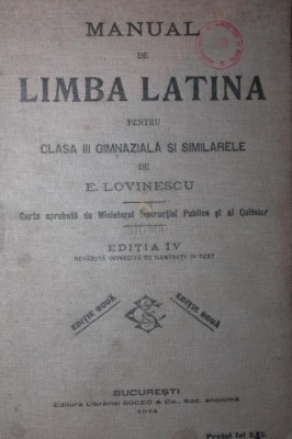 MANUAL DE LIMBA LATINA PENTRU CLASELE III GIMNAZIALA SI SIMILARELE foto
