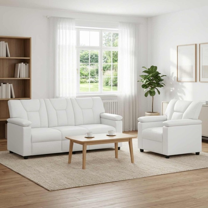 Set de canapea 2 pcs Alb Piele artificiala