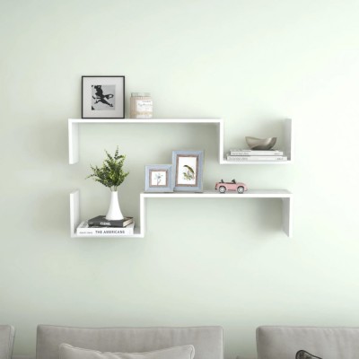 vidaXL Rafturi de perete 2 buc. alb lucios 100x15x20 cm lemn prelucrat 807274 foto