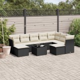Gossi set canapele de gradina cu perne, 10 piese, negru, poliratan