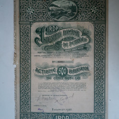 500 Lei 1920 Industria Romana de Petrol IRDP actiuni vechi ,veche Romania 29901