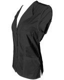 Vesta Medicala Pe Stil cu Elastan, Neagra cu nasturi - S, Negru