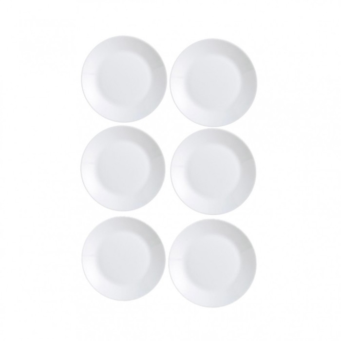 Set 6 farfurii albe, opal, 18 cm