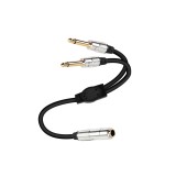 Cablu divizor Y de la mufă TRS 6.35mm la două mufe TS 6.35mm masculine &ndash; 50 cm