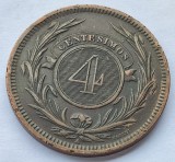 535. Moneda Uruguay 4 centesimos 1869, America Centrala si de Sud