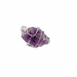 Inel reglabil cu cristal natural brut ametist druzy 23-25mm, Stonemania Bijou
