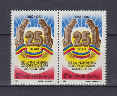 ROMANIA 1987 LP 1175 - 25 ANI COLECTIVIZARE PERECHE MNH foto