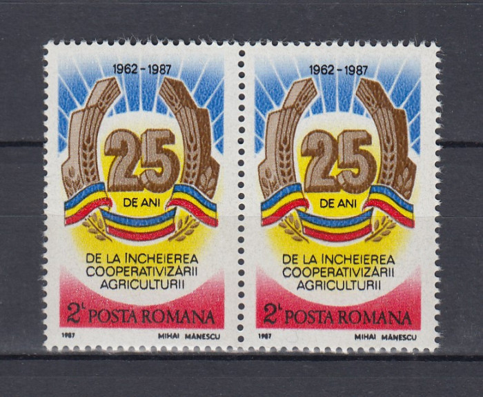 ROMANIA 1987 LP 1175 - 25 ANI COLECTIVIZARE PERECHE MNH