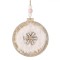 Glob Crăciun Lemn, Fulgi de Zăpadă, Roz Bej, Decor Diamant, 10 cm