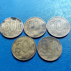 Moneda Romania 50 lei -1991,1992,1993,1994,1995