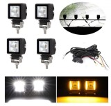 4 x LED Lumini de lucru Alb DRL Galben Hallo Lampe 12V 24V pentru Camion tractor Suv 4x4 Flood Beam